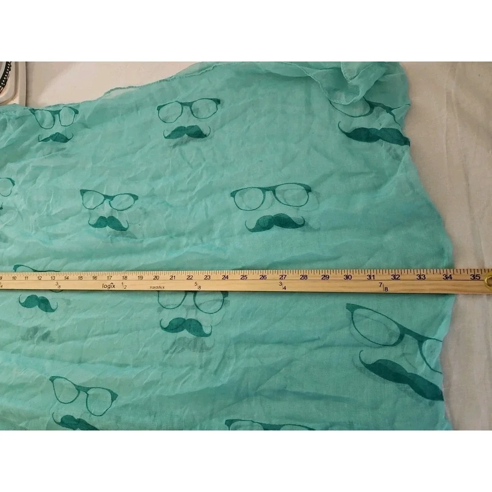 turqoise sheer scarf glasses mustache unbranded lightweight spring summer beachy